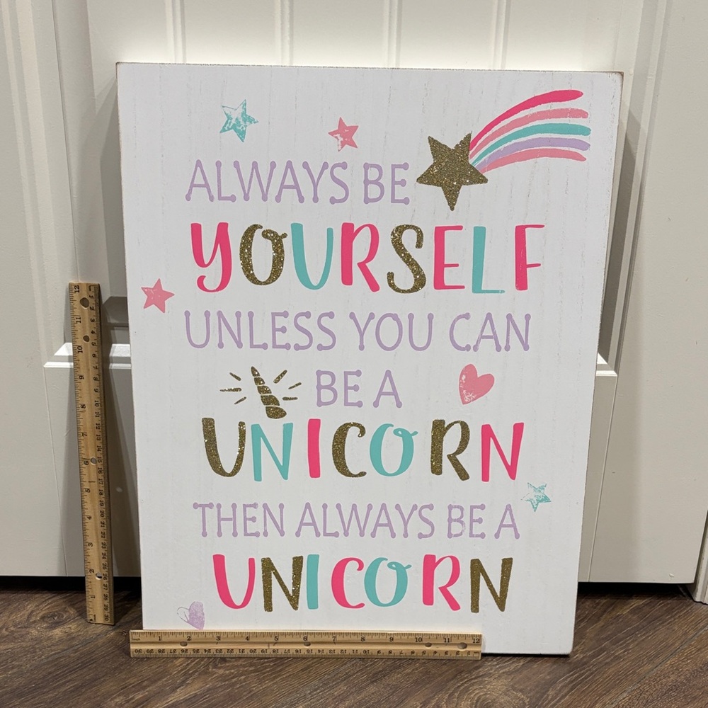 Hobby Lobby Inspirational Unicorn Wall Art - Pink, Gold, Teal